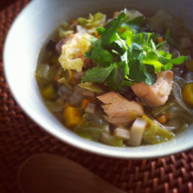 macrobiotic salmon soup